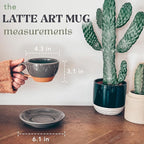 Mora Ceramic Latte Art Mug With Saucer - 10.5 oz, Round Bottom For Perfect Pours - Cafe Cups for Cappuccino, Espresso, Coffee, Tea etc - Porcelain Set for Baristas, Great Gift - Sesame Milk