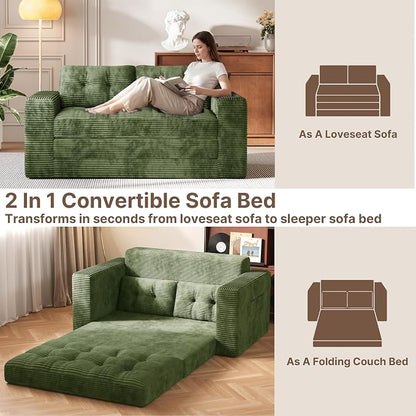 Gizoon Convertible Futon Sofa Bed, Aesthetic Portable Corduroy Sleeper Sofa - Image 8
