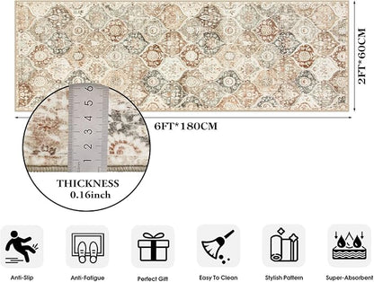 Lahome Moroccan Hallway Runner, 2x6 Kitchen Runner Rugs Non Skid Washable | - Image 2