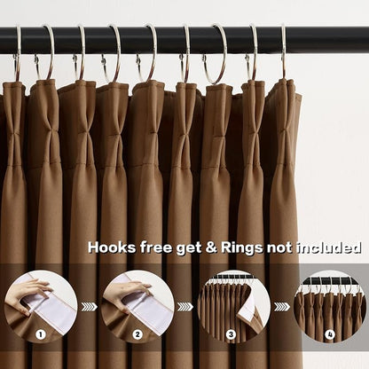 Cappuccino Brown Mocha Curtains 40x90 Inches Long 2 Panels Set, Pinch Pleated - Image 2