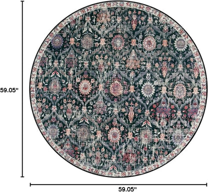 Lahome Moroccan Washable Round Area Rug, Soft Round Rug 5ft Soft Non-Slip | - Image 2