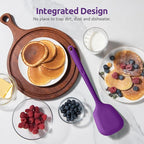 600ºF Heat Resistant Silicone Turner: U-Taste 13.6in Solid Kitchen Spatula Flipper, Food Grade Flexible & Thin Rubber Seamless Cooking Utensil for Flipping Egg, Pancake in Nonstick Cookware (Purple)