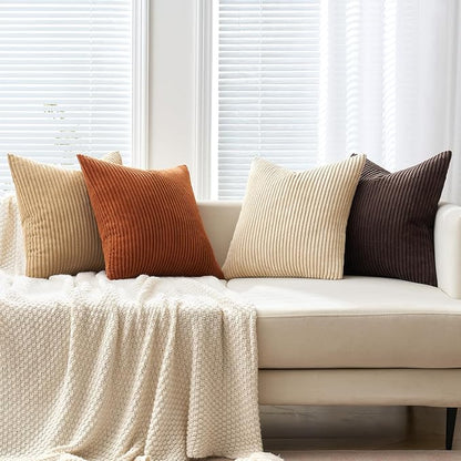 MIULEE Fall Decorative Throw Pillow Covers Chocolate Brown Rust 18x18 | Set of 4 - Image 5
