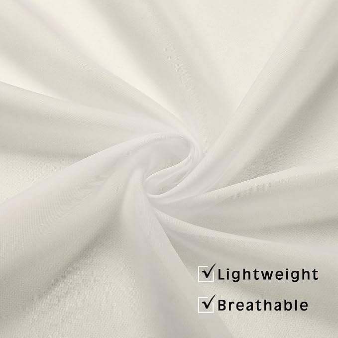 Sheer Curtains Ivory 45 inches Long Kitchen Curtains, Rod Pocket Clean Selvedge - Image 4