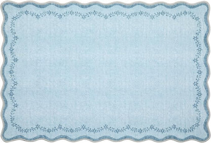 GarveeHome Scalloped Entryway Rug 2x3 Blue Washable Front Door Entry Rug | - Image 8