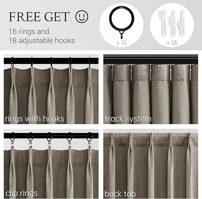 94 Inch Length Pinch Pleat Linen Curtains Drapes 2 Panels Set, Hooks Sense of - Image 3