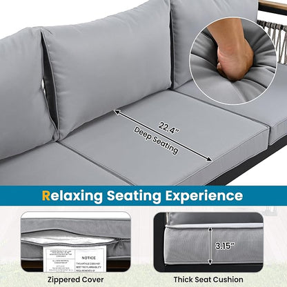 VilroCaz 4 Pieces Outdoor Sectional Sofa Set, All-Weather Patio Seating Group - Image 5