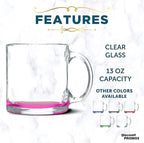 Libbey Clear Glass Coffee Mugs 13 oz. Set of 10, Bulk Pack - Perfect for Coffee, Tea, Espresso, Hot Cocoa, Other Beverages - Pink Bottom