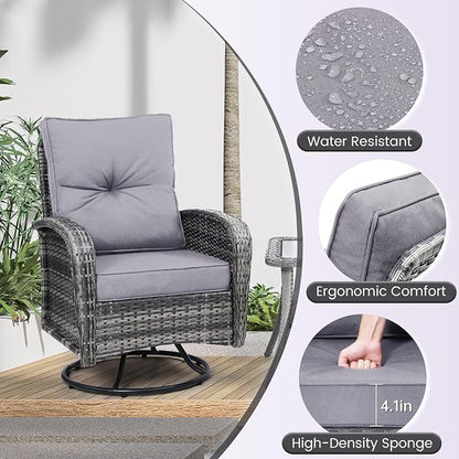 wildformers Luxury Outdoor Swivel Wicker Glider Patio Chairs - Image 6