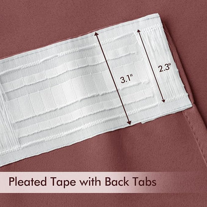 MIULEE Dusty Rose Back Tab Blackout Curtains 52x96 Inch Long 2 Panels Set | Rod - Image 4