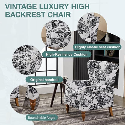 Upholster Accent Armchair & Side Table 2-Piece Set, Chenille Vintage Style - Image 4