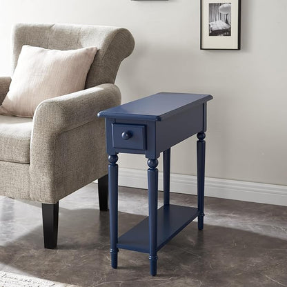 Leick Home Coastal End Table, Solid Wood, 1 Drawer, Bottom Display Shelf - Image 2
