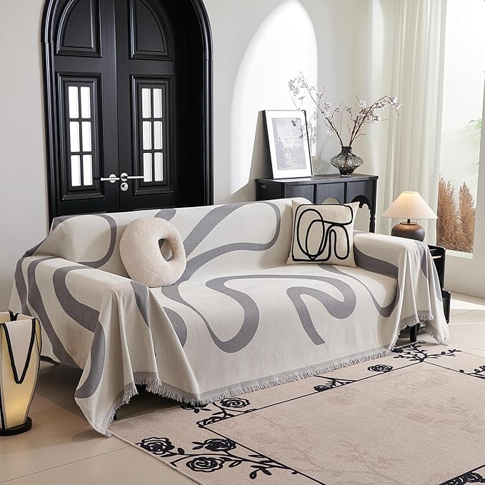 MYSKY HOME Couch Cover for 3 Cushion Sofa, Super Soft Boho Couch Covers for by MYSKYHOME