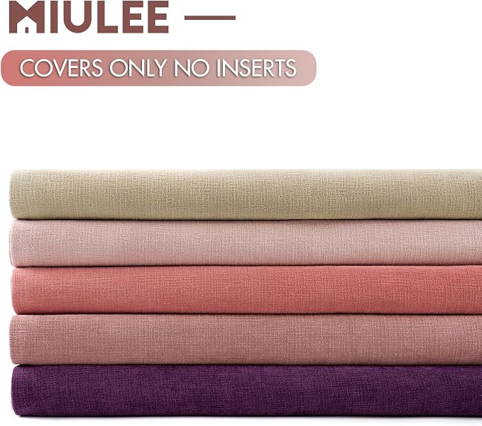 MIULEE Coral Red Chenille Couch Throw Pillow Covers, 20x20 | Set of 2, Soft - Image 6