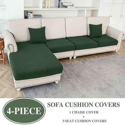 LA MEACK Couch Cushion Covers for Sectional Sofa L Shape Washable Separate Seat - Image 2