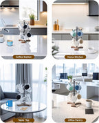 Mug Holder Tree for Countertop | 2-Tier Coffee Cup Stand & Rack Holds 6 Large Mugs, 5oz to 20oz | Space-Saving Mug Stand with Solid Wood Base | Kitchen Counter Organizer & Coffee Bar Accessories