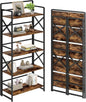 No Assembly Folding Bookshelf, 5 Tiers Vintage Wood Collapsible Book Shelf by THKKYHomeOfficeFurniture
