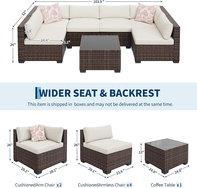 7-Piece Outdoor Sectional Furniture Set, Patio Furniture Sets - Image 2