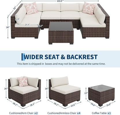 7-Piece Outdoor Sectional Furniture Set, Patio Furniture Sets - Image 2