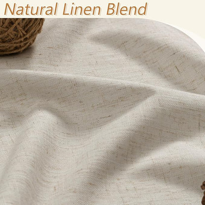 100% Blackout Linen Curtains for Bedroom 96 inches Long, Thermal Insulated Room - Image 3