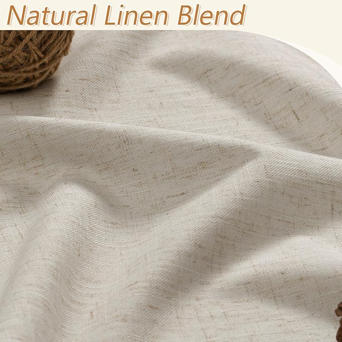 100% Blackout Linen Curtains for Bedroom 90 inches Long, Thermal Insulated Room - Image 3