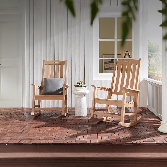 Psilvam Oversized Outdoor Rocking Chair Set of 2, Porch Rocker - Image 6