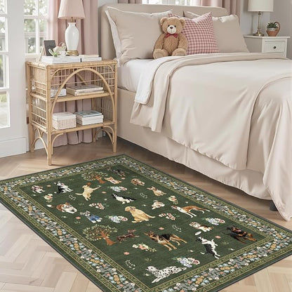 Dog Machine Washable Rug 3x5 for Bedroom Entryway | Ultra-Thin; Non Slip; by WelcometoBabovid