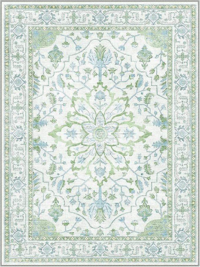 RELEANY Washable Area Rug, Water Repellent, Pet Friendly, Vintage Floral Boho - Image 8