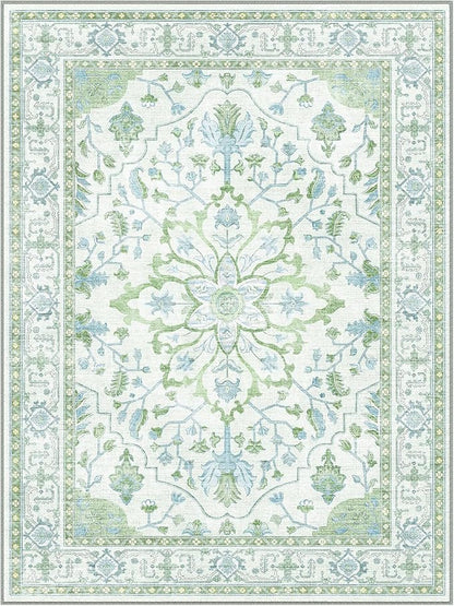 RELEANY Washable Area Rug, Water Repellent, Pet Friendly, Vintage Floral Boho - Image 8