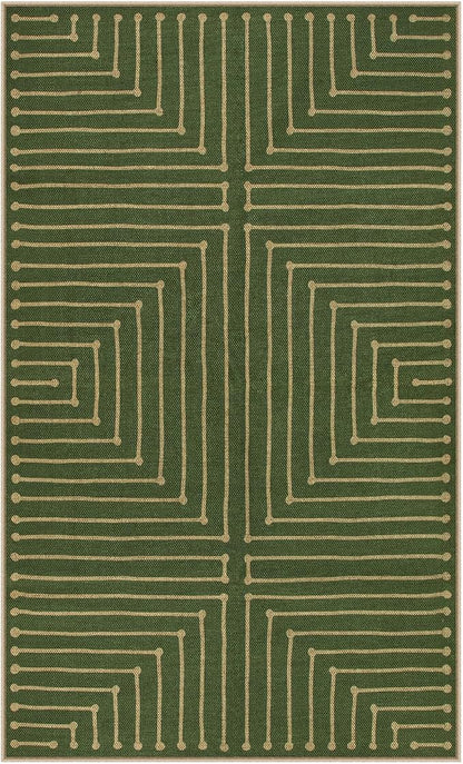 Lahome Green 3x5 Outdoor Rug for Entryway, Rhombus Easy Jute Frotn Porch Rug | - Image 7
