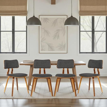 Armen Living Jaguar Mid-Century Dining Chair in Walnut Wood and Charcoal Fabric by ArmenLiving