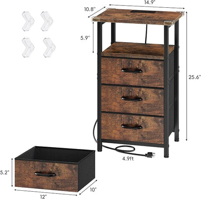 Vagusicc Nightstand with Charging Station, Bedside Table with USB Ports and - Image 3