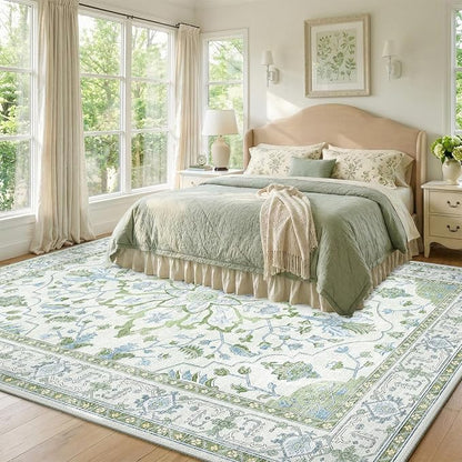 RELEANY Washable Area Rug, Water Repellent, Pet Friendly, Vintage Floral Boho - Image 2