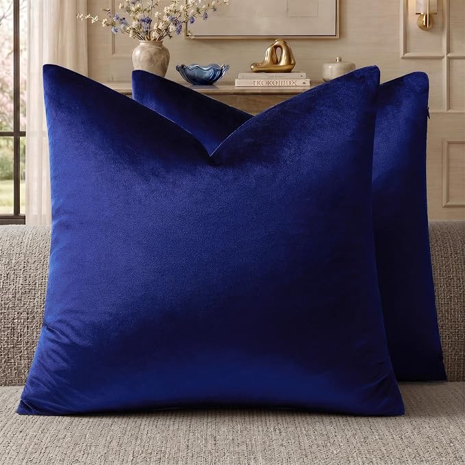 GIGIZAZA Royal Blue Velvet Throw Pillow Covers 22x22 Pack of 2 | Decorative by GIGIZAZAFocusingonhomedecoration