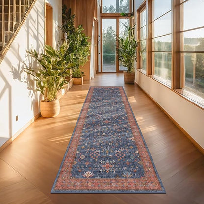 Navy Blue Washable 10 ft Long Runner - Image 6