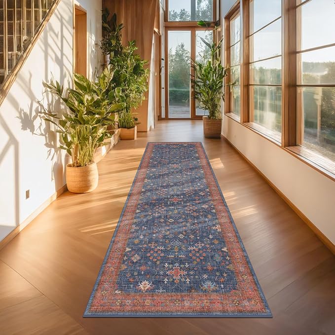 Navy Blue 2x8 Long Runner for Kitchen, 8ft Runner Rugs for Entryway, Washable - Image 3
