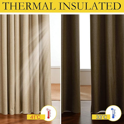 NICETOWN 100% Blackout Camel Linen Curtains 95 inches Length - Image 3