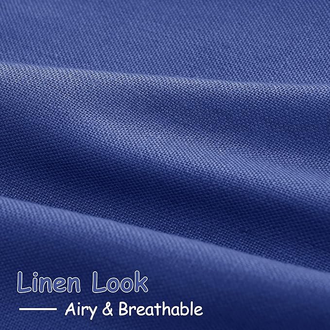 Classic Blue Linen Curtains 84 Inch Length 2 Panels Set - Image 5