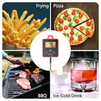 Waterproof Digital Candy Thermometer for Candy Making, Instant Read Cooking Thermometer with Pot Clip, Backlight LCD, 8" Long Probe, Temperature Alarm, ℃/℉ Switch for Kitchen, Outdoor BBQ