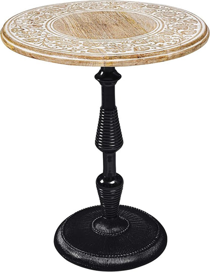 Side Tables-Hand Carved Vintage Boho Folding End Tables - Image 3