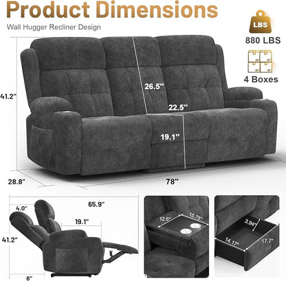 3-Seater Reclining Loveseat Sofa - Image 2