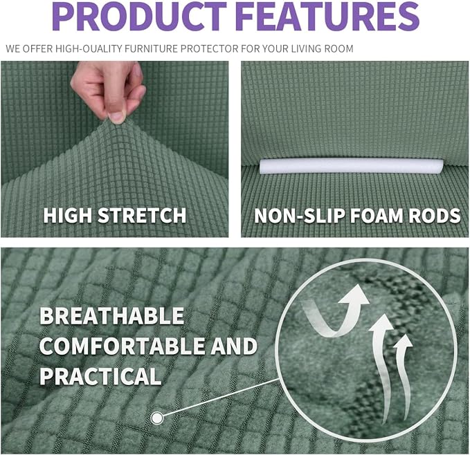 ZNSAYOTX Super Stretch Couch Cover Love Seat Sofa Covers - Image 4