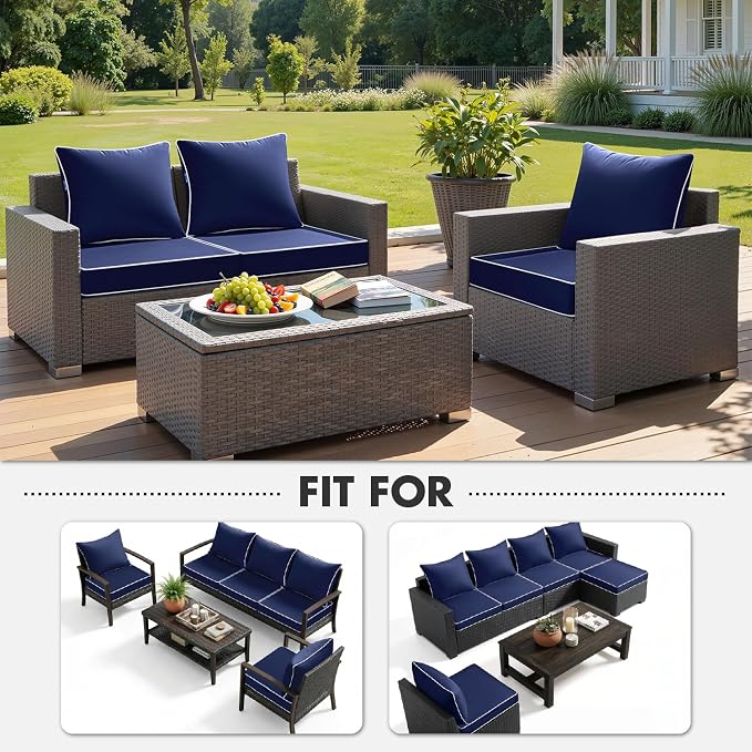 MIULEE Navy Outdoor Seat Cushion 22x22 Inch Waterproof & 3 Year Fade Resistant - Image 5