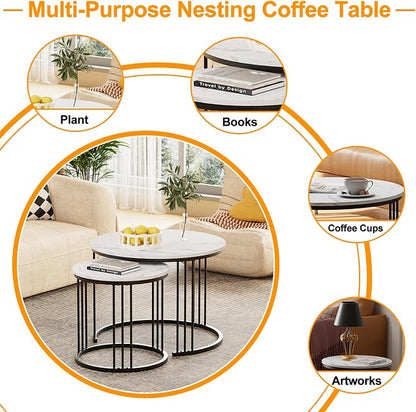 Garden 4 you Coffee Table Faux Marble Nesting Table - Image 7