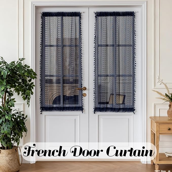 Sutuo Home Navy Blue French Door Curtains - Image 6