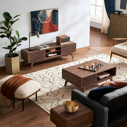 mopio Ensley Dual-Side Storage Coffee Table – Mid Century Modern Fluted Wood - Image 8