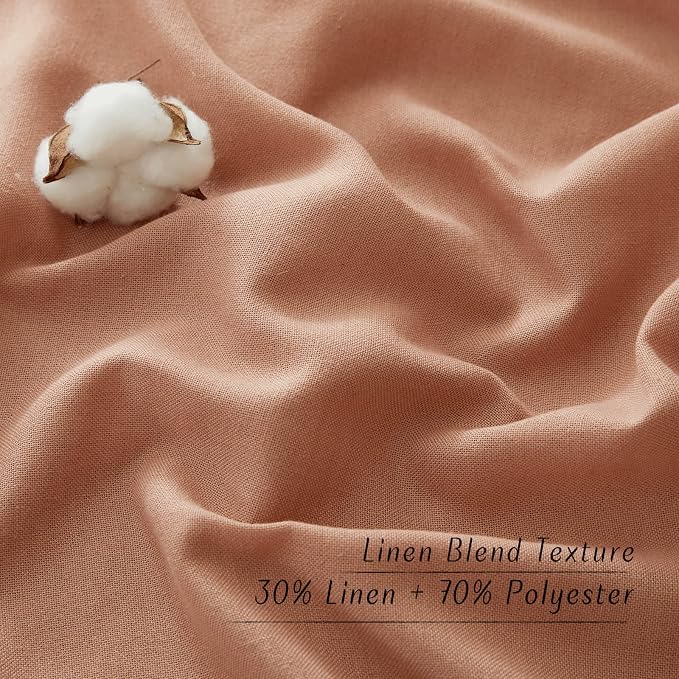 NICETOWN Terracotta Linen Kitchen Curtains 36 inch Length, Decorative Thick - Image 3