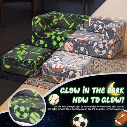 Cvortll Modular Kids Play Couch, Glow in Dark Kids Sofa, Child Sectional Sofa - Image 5