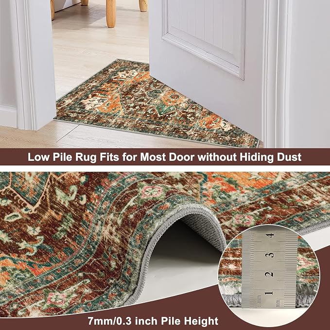 Yamaziot Washable Runner Rug, 3x12 Non-Slip Boho Hallway Kitchen Rug | Stain - Image 4