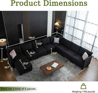 150.4" Large Sectional Couches for Living Room, 8 Seater L Shaped Modular - Image 2